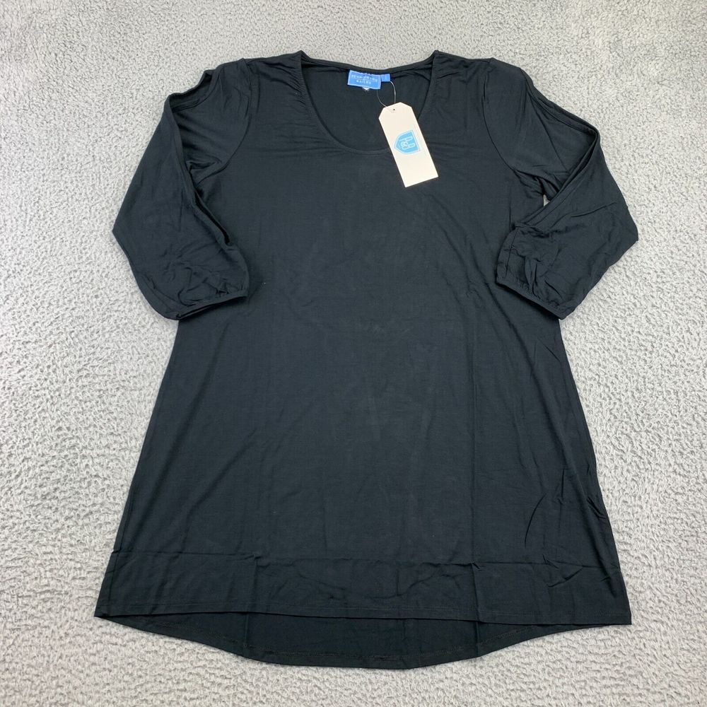NWT Pennington & Bailes Blouse Womens Large Black 3/4 Sleeve Cold Shoulder Shirt